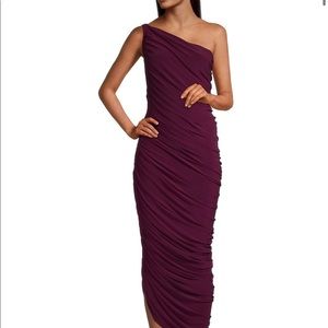 Norma Kamali Diana Ruched One-Shoulder Gown - plum